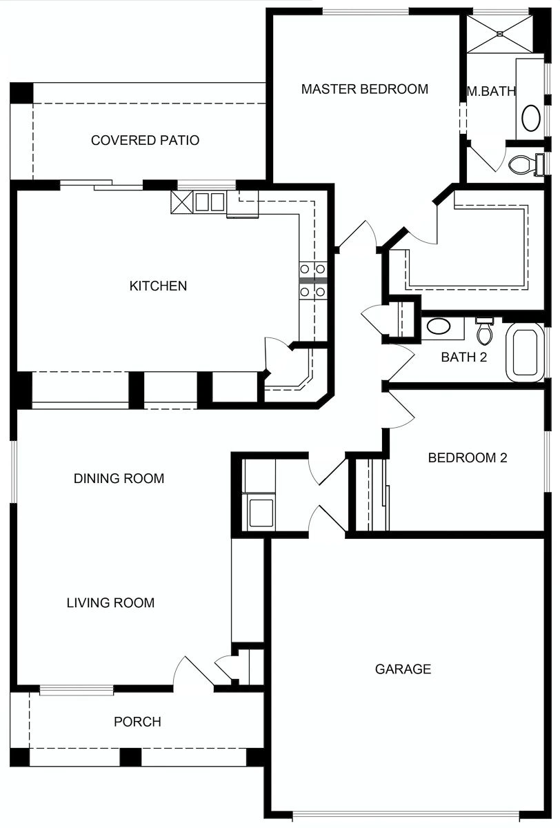 Andover model floor plan showing its room arrangement