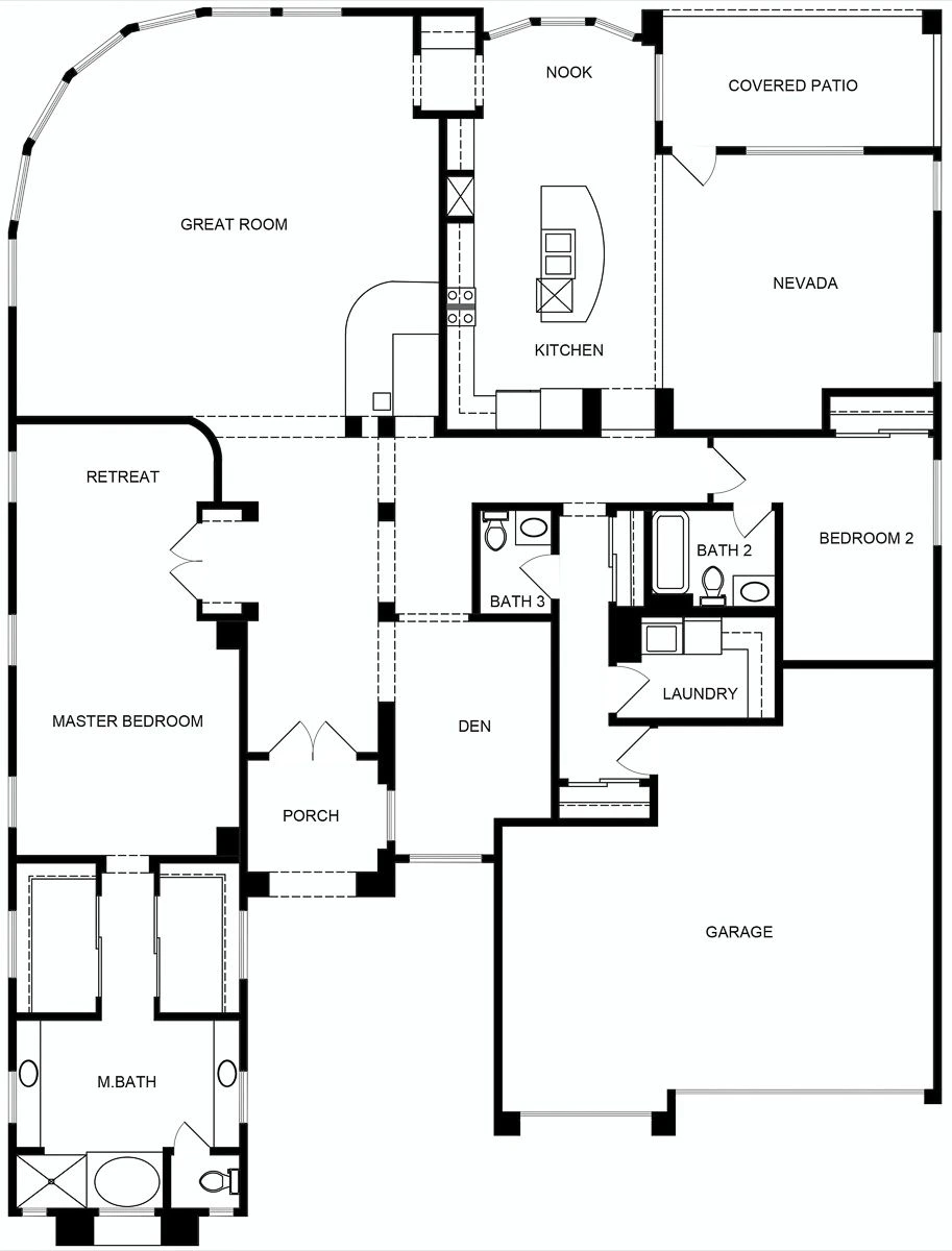 Anthem model floor plan showing its room arrangement