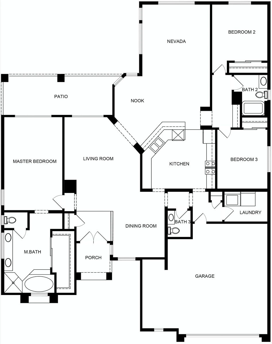 Arlington model floor plan showing its room arrangement