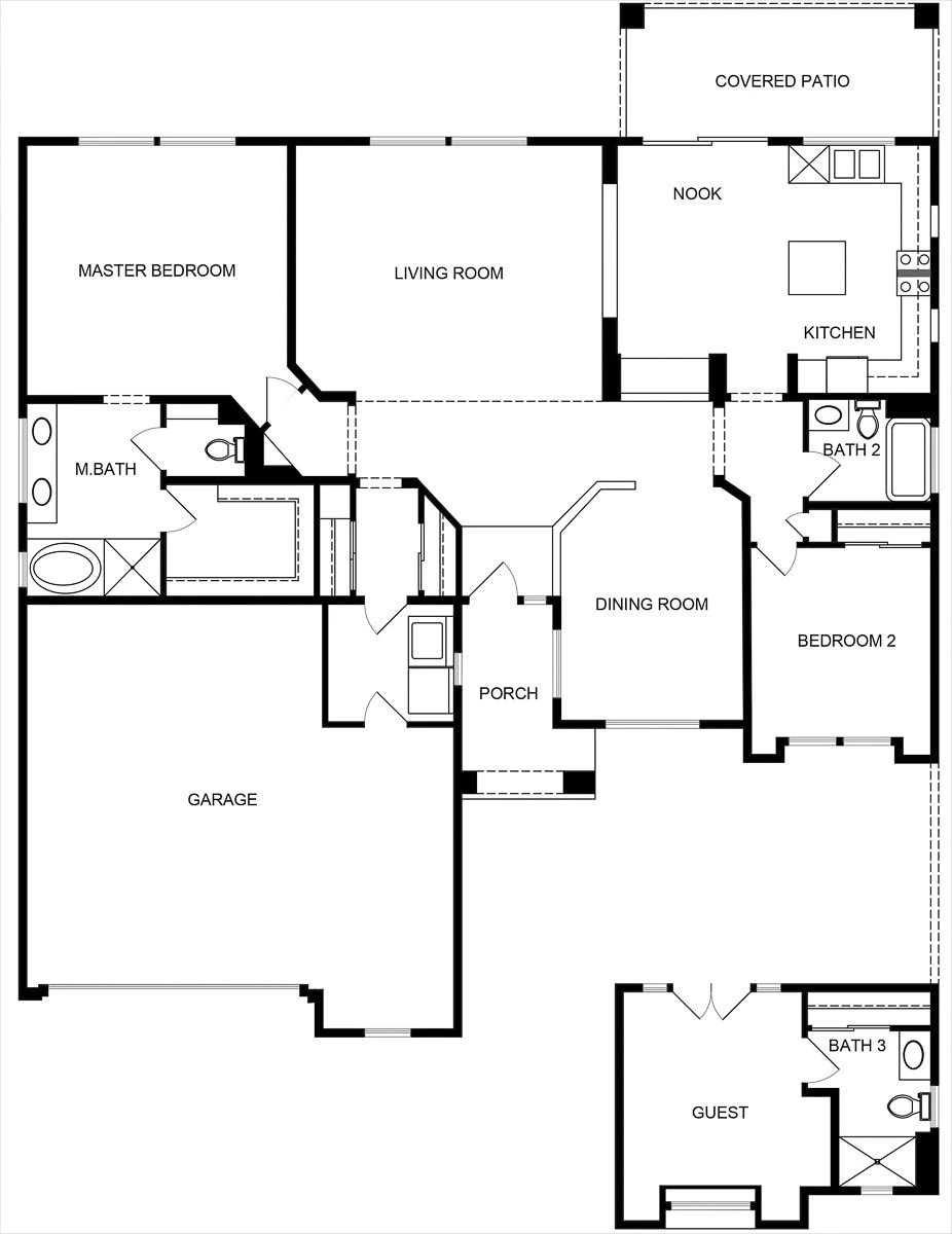 Colonial model floor plan showing its room arrangement