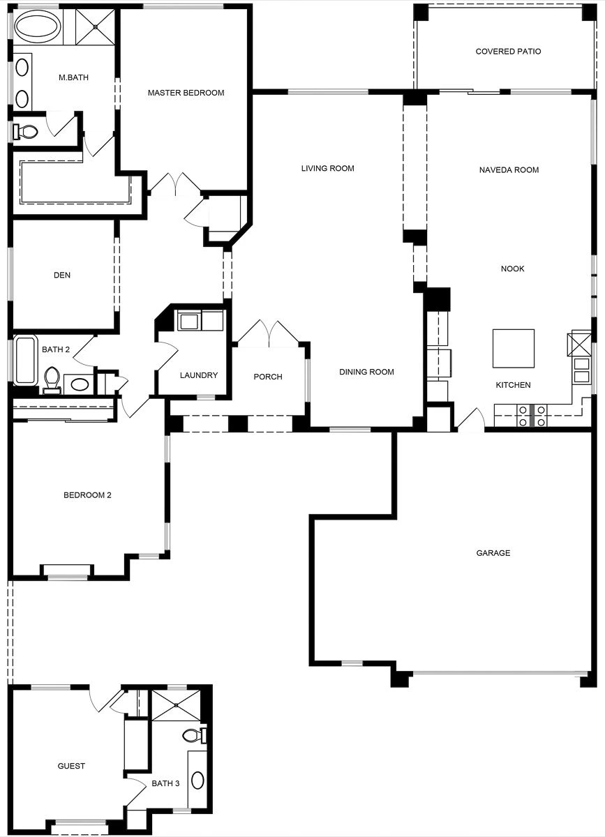 Liberty model floor plan showing its room arrangement