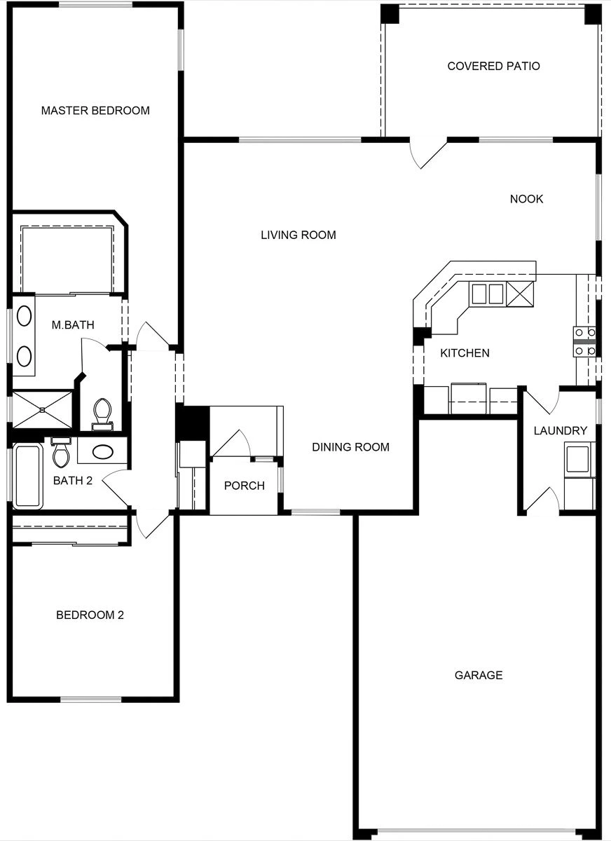 Monroe model floor plan showing its room arrangement