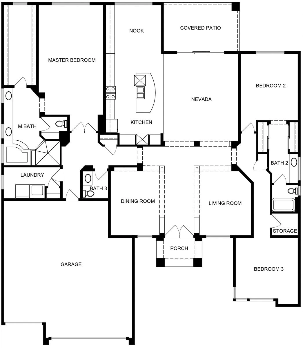 Monticello model floor plan showing its room arrangement