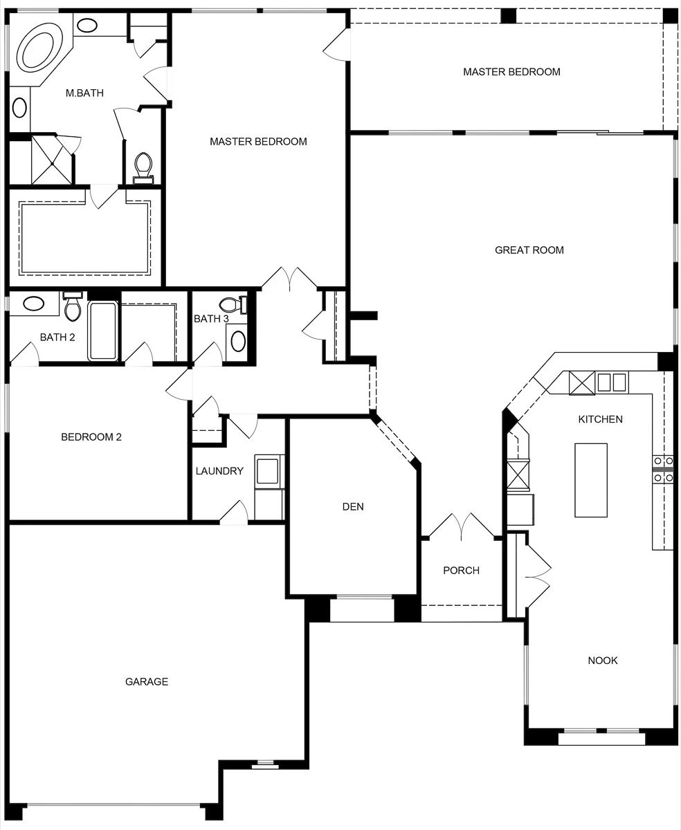 Saratoga model floor plan showing its room arrangement