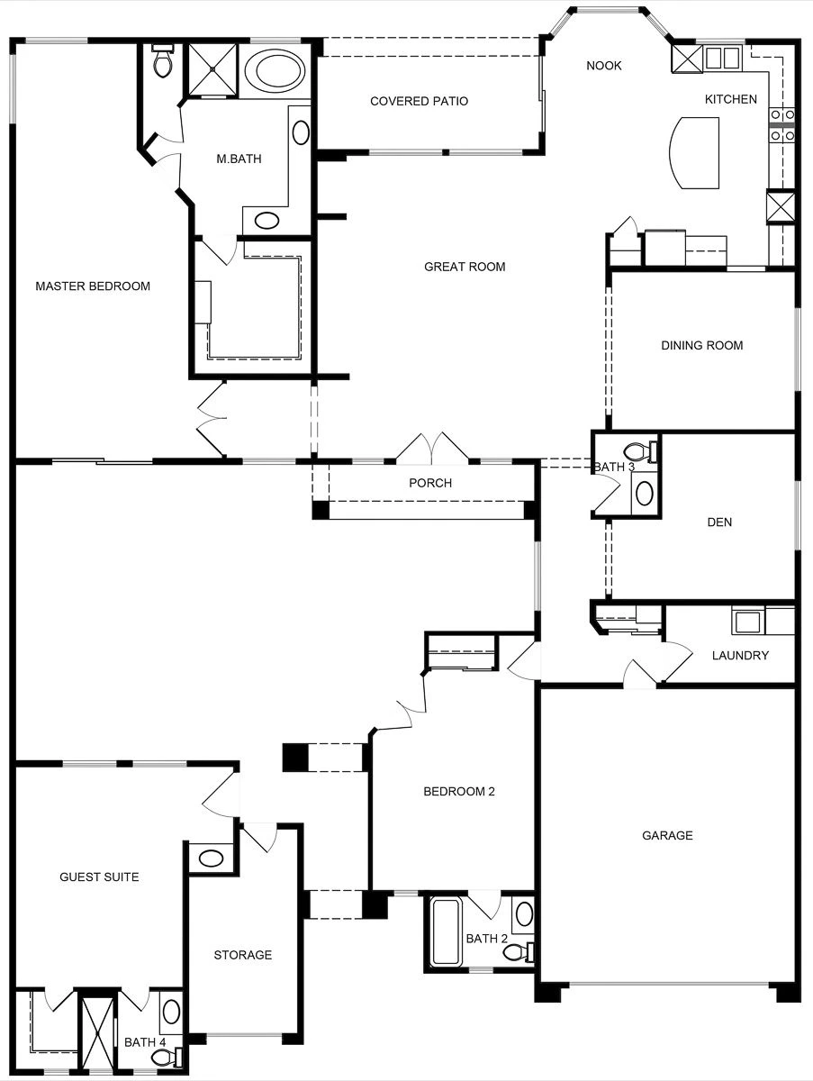 Trenton model floor plan showing its room arrangement