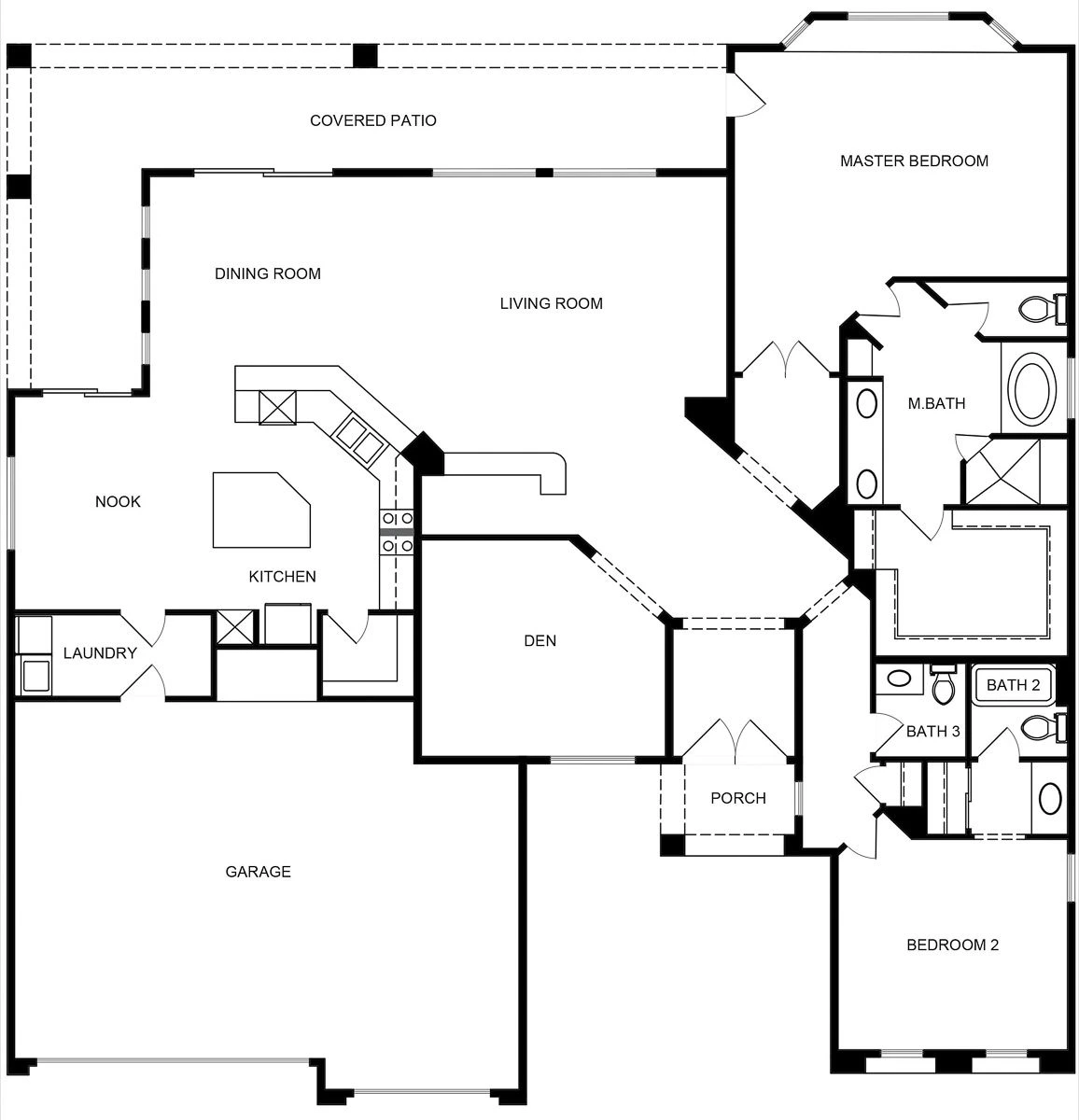 Yorktown model floor plan showing its room arrangement